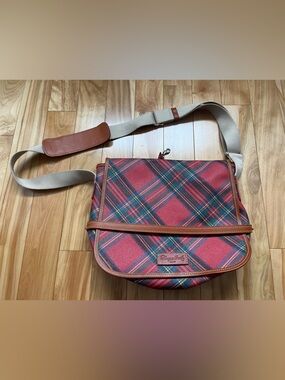 Vintage Dooney & Bourke Tartan Plaid Crossbody Bag with Beige Strap